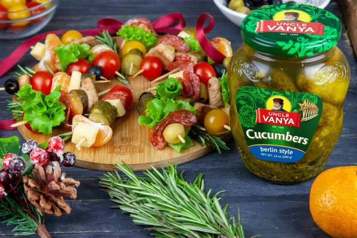 Canape with marinated cucumbers