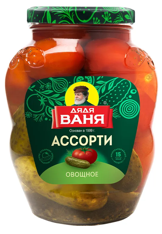 Ассорти «Овощное» маринованное (огурцы и томаты) 1 800 г